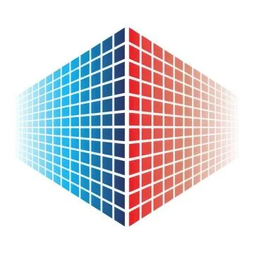Colorful 3d cube made of small squares with vibrant shades Stock Illustration