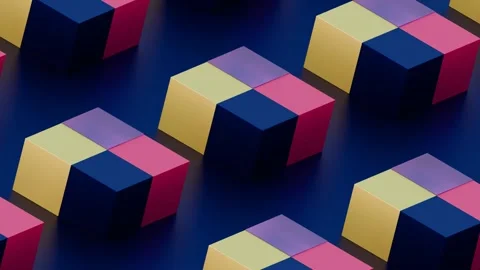 Colorful 3D cube patterns rotating in vibrant abstract background design Stock Footage 292096008