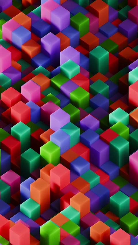 Colorful 3D cubes form an abstract geometric pattern in a modern digital art Stock Footage 340281556