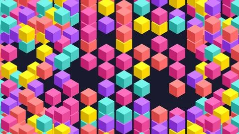 Colorful 3D Cubes Pattern on Black Background. Stock Illustration