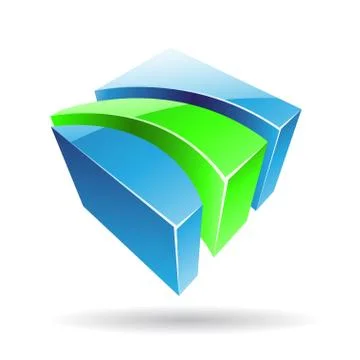 Colorful 3d Cubical Abstract Icon Stock Illustration