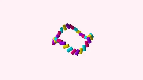Colorful 3D Cylinder Chain Loop Animation on Light Background Stock Footage 340370751