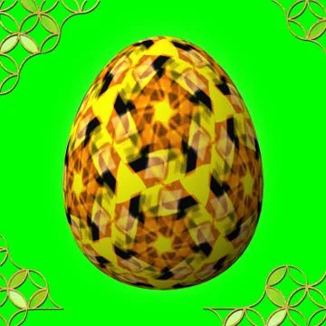 Colorful 3D easter egg with frame on green background Illustrazione stock