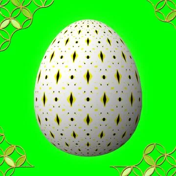 Colorful 3D easter egg with frame on green background Stock Illustration