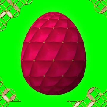 Colorful 3D easter egg with frame on green background Stockillustratie