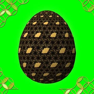 Colorful 3D easter egg with frame on green background Stock Illustration