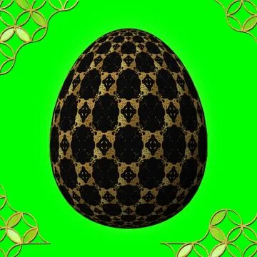 Colorful 3D easter egg with frame on green background Stock Illustration