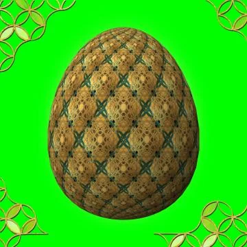 Colorful 3D easter egg with frame on green background Stock Illustration