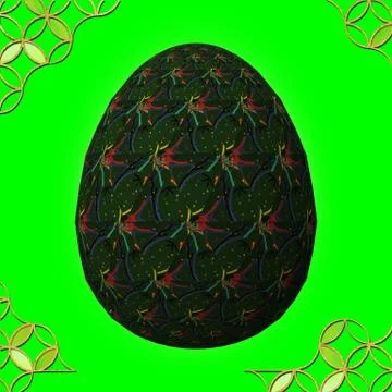 Colorful 3D easter egg with frame on green background イラスト素材