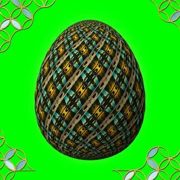 Colorful 3D easter egg with frame on green background Stock Illustration