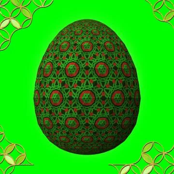 Colorful 3D easter egg with frame on green background イラスト素材