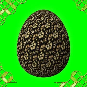 Colorful 3D easter egg with frame on green background Illustrazione stock