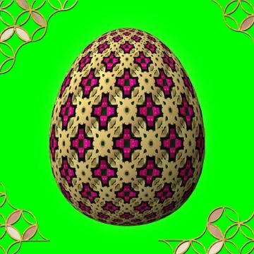 Colorful 3D easter egg with frame on green background イラスト素材