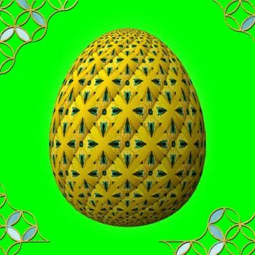 Colorful 3D easter egg with frame on green background Stock Illustration