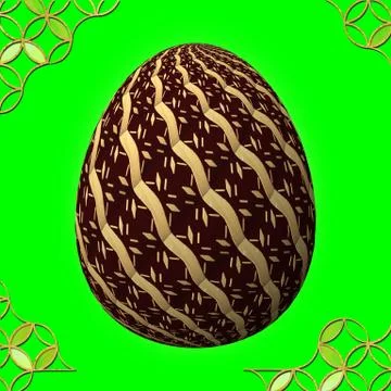 Colorful 3D easter egg with frame on green background イラスト素材