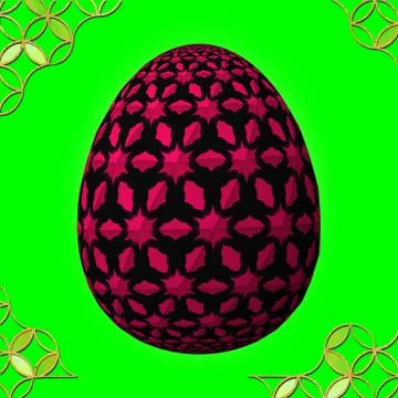 Colorful 3D easter egg with frame on green background Stock Illustration