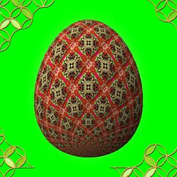 Colorful 3D easter egg with frame on green background 库存插图