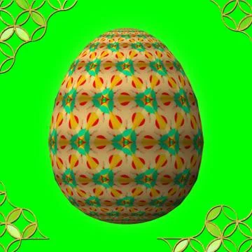 Colorful 3D easter egg with frame on green background イラスト素材