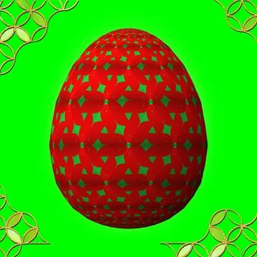 Colorful 3D easter egg with frame on green background Illustrazione stock