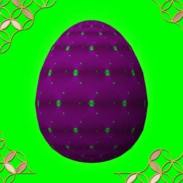 Colorful 3D easter egg with frame on green background Illustrazione stock