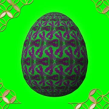 Colorful 3D easter egg with frame on green background Illustrazione stock