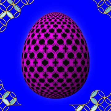 Colorful 3D easter egg with frame on blue background イラスト素材
