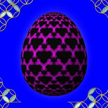 Colorful 3D easter egg with frame on blue background Stock Illustration