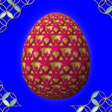Colorful 3D easter egg with frame on blue background イラスト素材