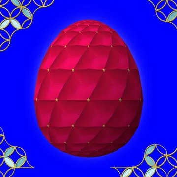 Colorful 3D easter egg with frame on blue background 库存插图