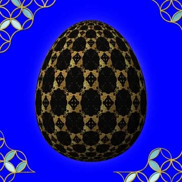 Colorful 3D easter egg with frame on blue background 스톡 일러스트