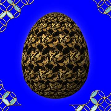 Colorful 3D easter egg with frame on blue background 스톡 일러스트