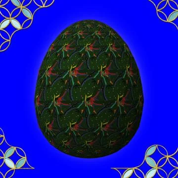 Colorful 3D easter egg with frame on blue background イラスト素材