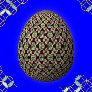 Colorful 3D easter egg with frame on blue background 库存插图