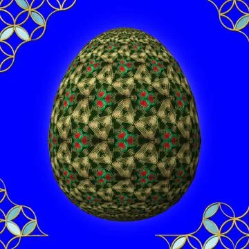 Colorful 3D easter egg with frame on blue background イラスト素材