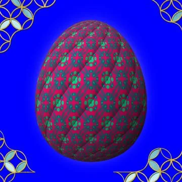 Colorful 3D easter egg with frame on blue background Stock Illustration