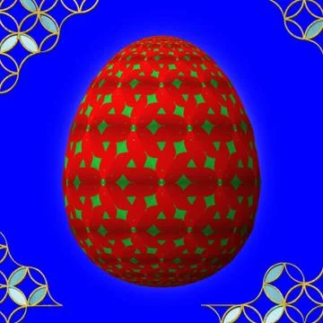 Colorful 3D easter egg with frame on blue background Illustrazione stock