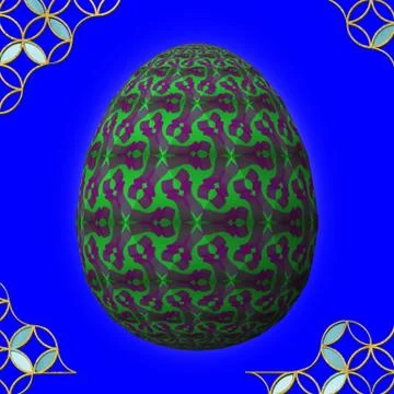 Colorful 3D easter egg with frame on blue background Stock Illustration