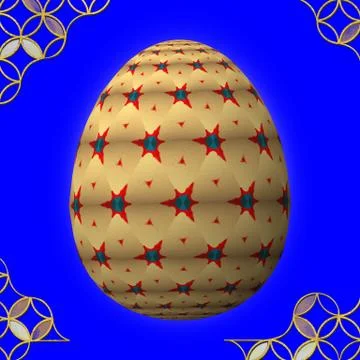 Colorful 3D easter egg with frame on blue background 库存插图