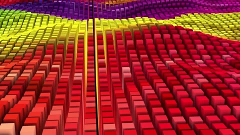 Colorful 3D geometric background with playful cube elements and bright palette,  Stock Footage 291713261