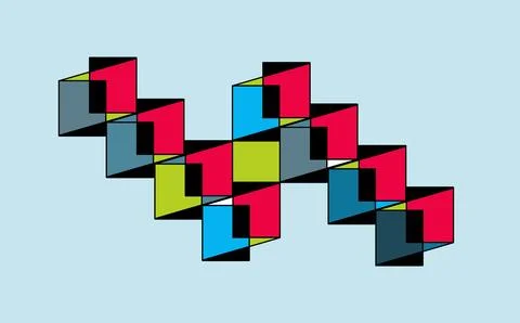 Colorful 3D Geometric Cube Pattern on Light Blue Background Stock Illustration