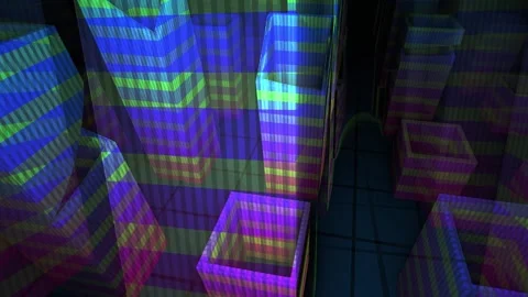 Colorful 3D Geometric Patterned Boxes. Stock Footage 334330846