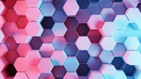 Colorful 3D Hexagonal Pattern with Gradient Shades Stockillustratie