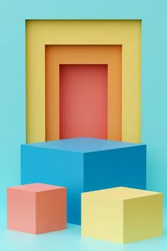 Colorful 3D illustration of an empty platform against a textured background 스톡 일러스트