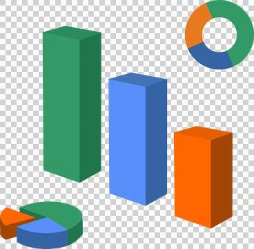 Colorful 3d infographic elements set with isometric bar and donut charts 스톡 일러스트