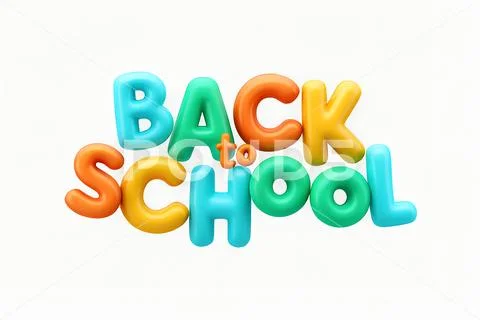 Colorful 3d letters spelling 'back to school' with glossy finish PSD Template