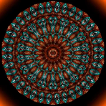 Colorful 3d lines mandala pattern. Modern ornamental surface background. Volu Stock Illustration