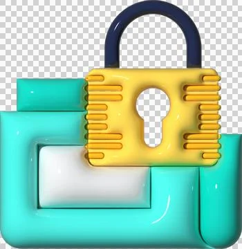 Colorful 3D Lock and Security Graphic Stock Illustration