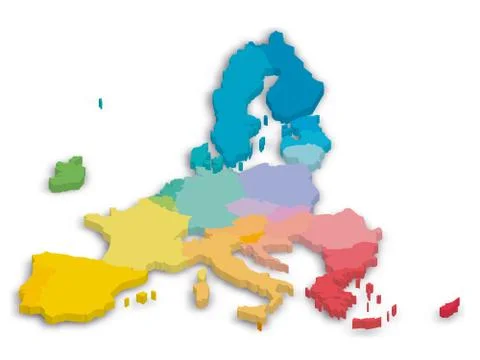 Colorful 3D map of EU countries Illustrazione stock