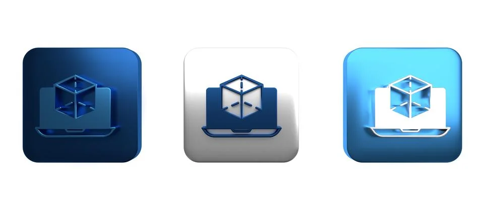 Colorful 3d modeling icon isolated on white background. Augmented reality o.. 스톡 일러스트