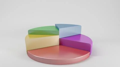 Colorful 3d pie chart graph. High resolution render in the design of the info Illustrazione stock